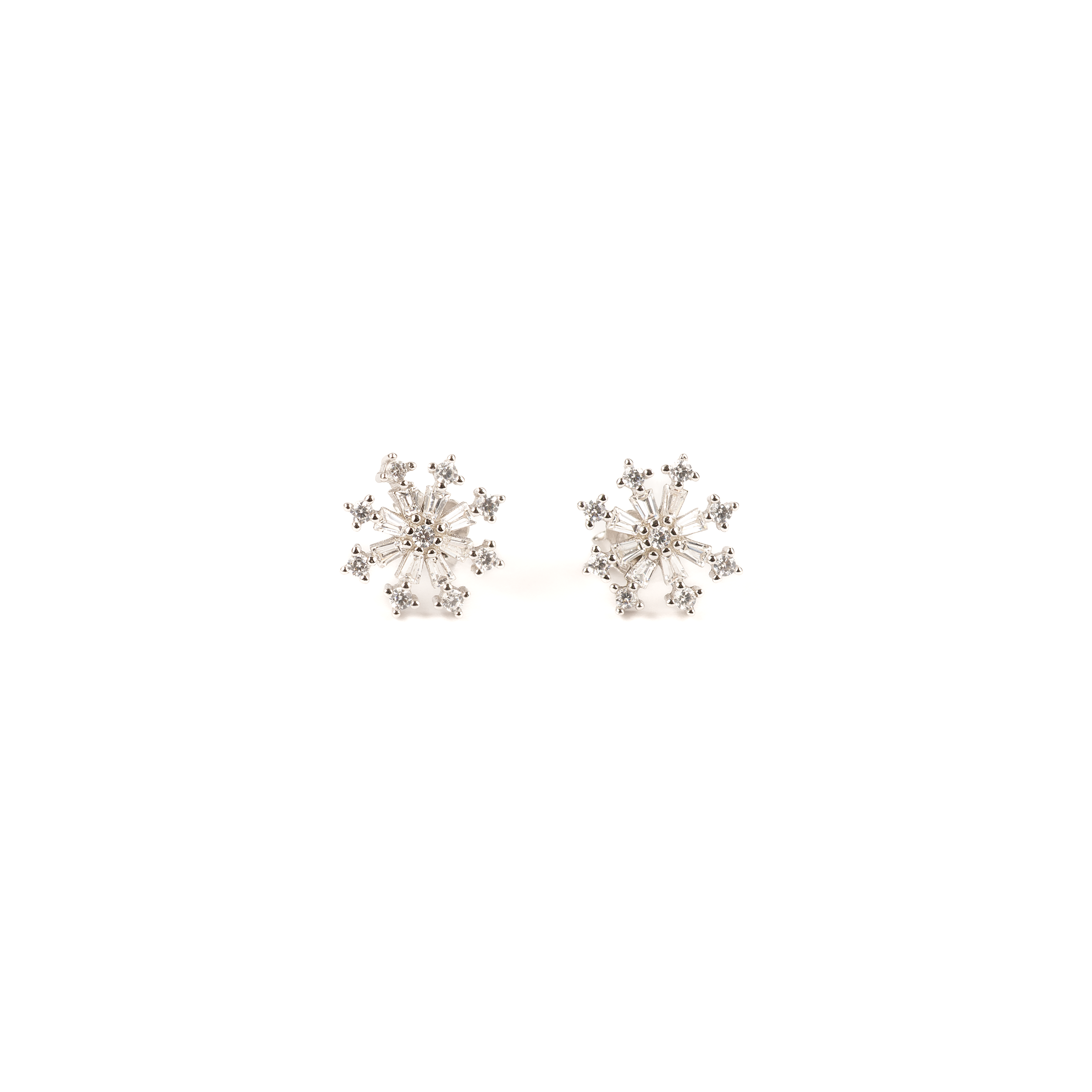 Silver Zircon Snowflake Studs