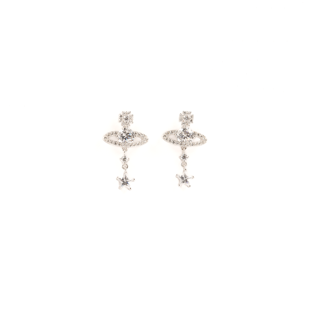 Silver Star Ring Earrings