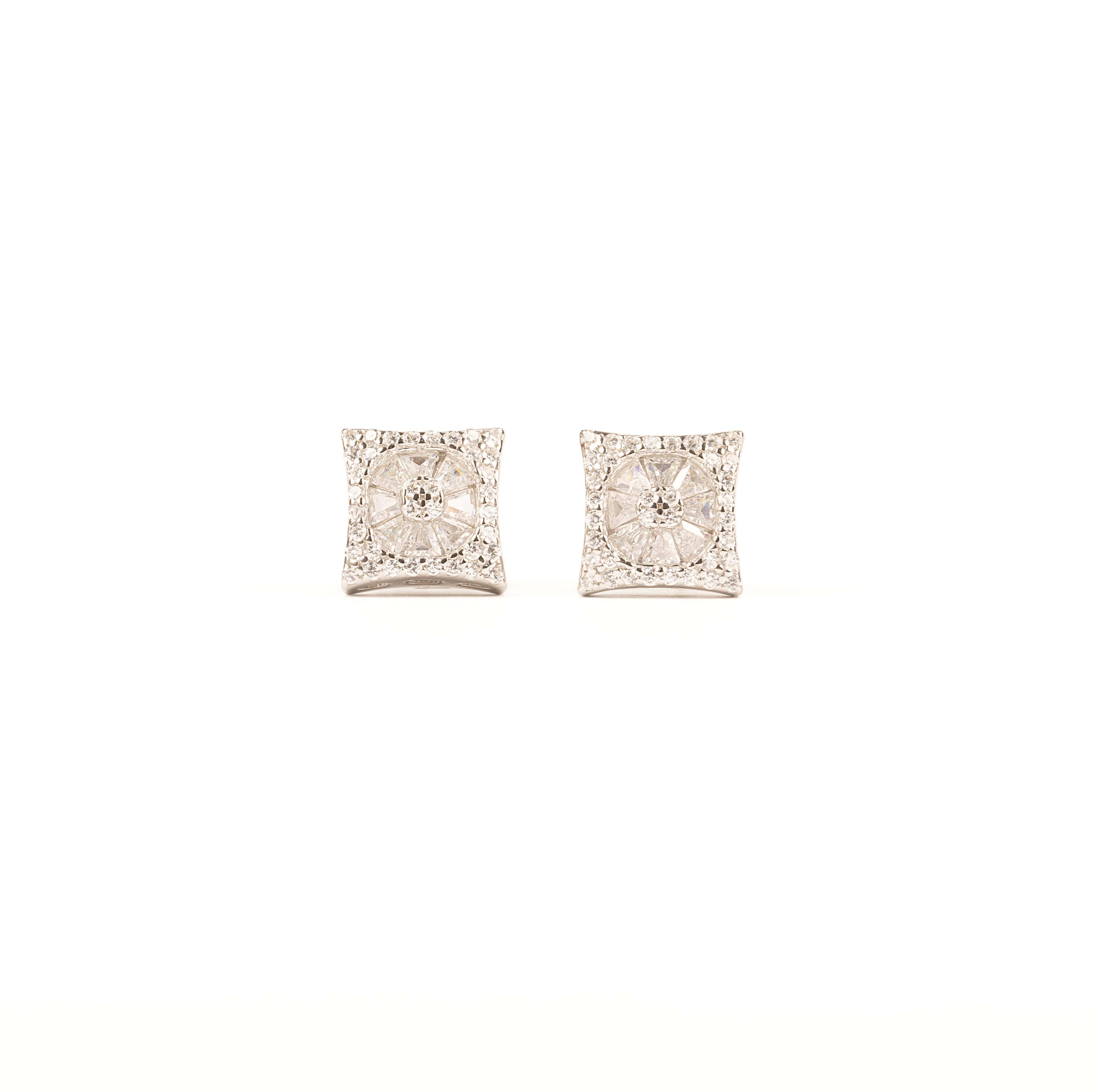 Silver Zircon Square Studs