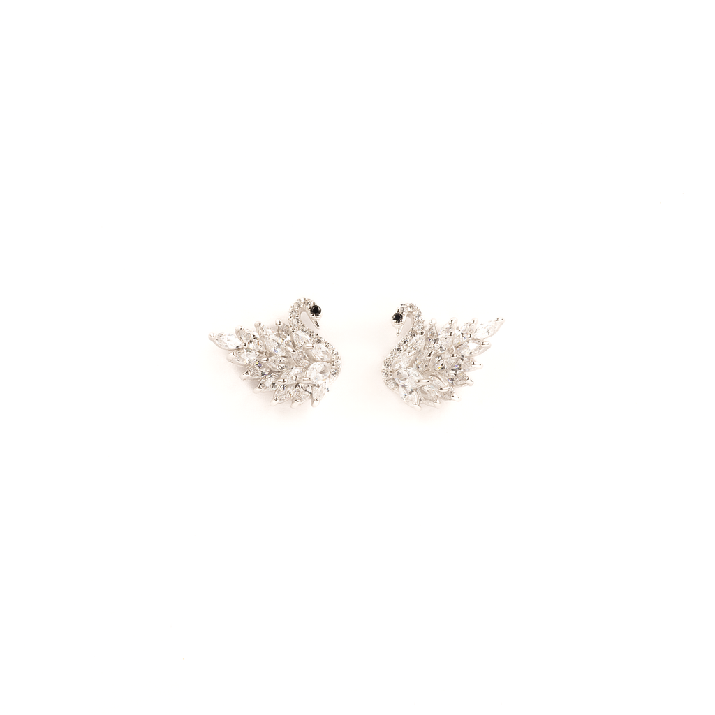 Silver Zircon Peacock Studs