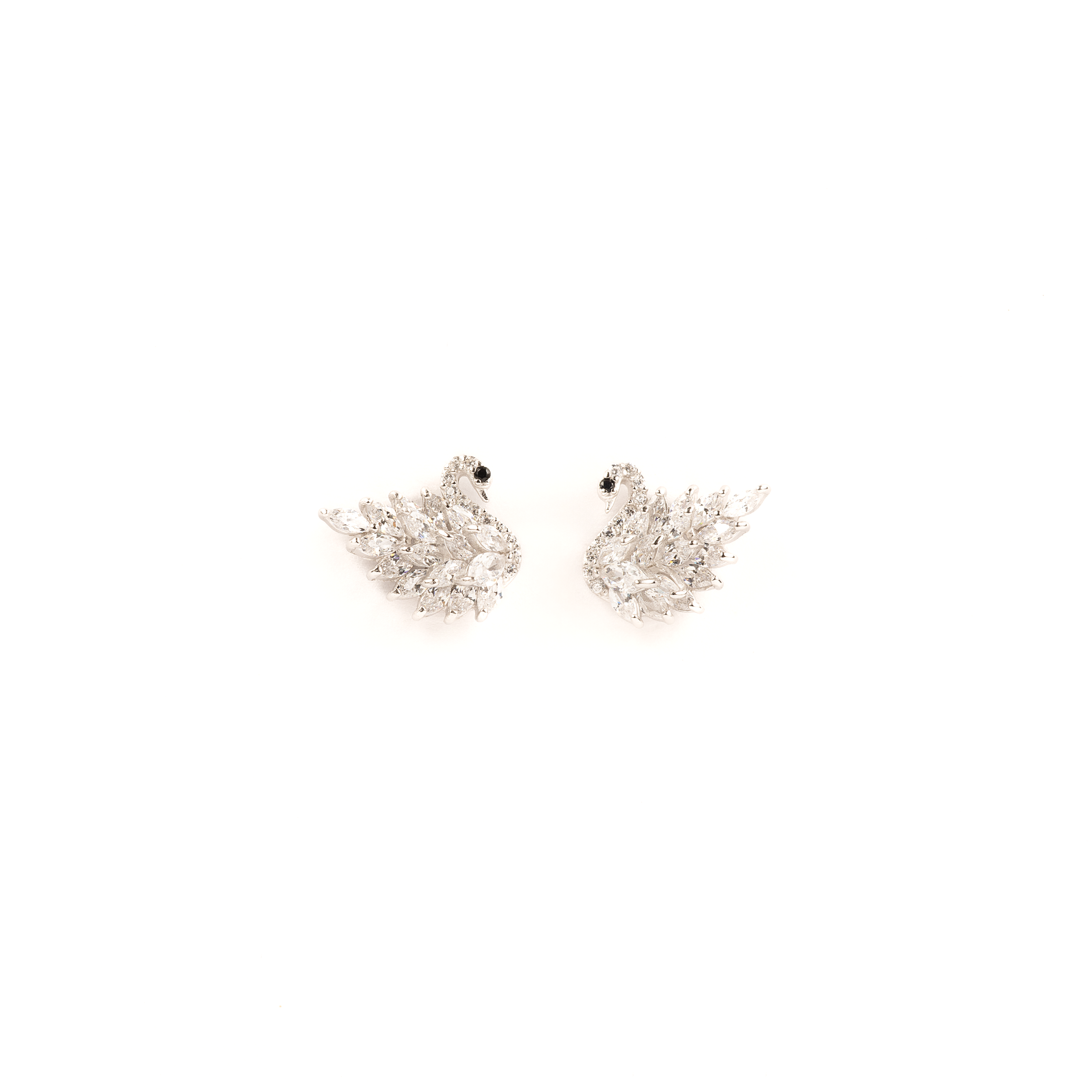 Silver Zircon Peacock Studs