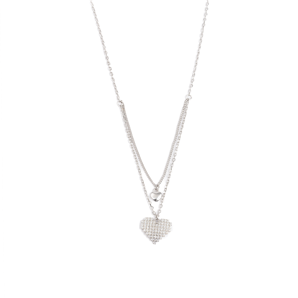Minimalistic Silver Two Hearts Necklace