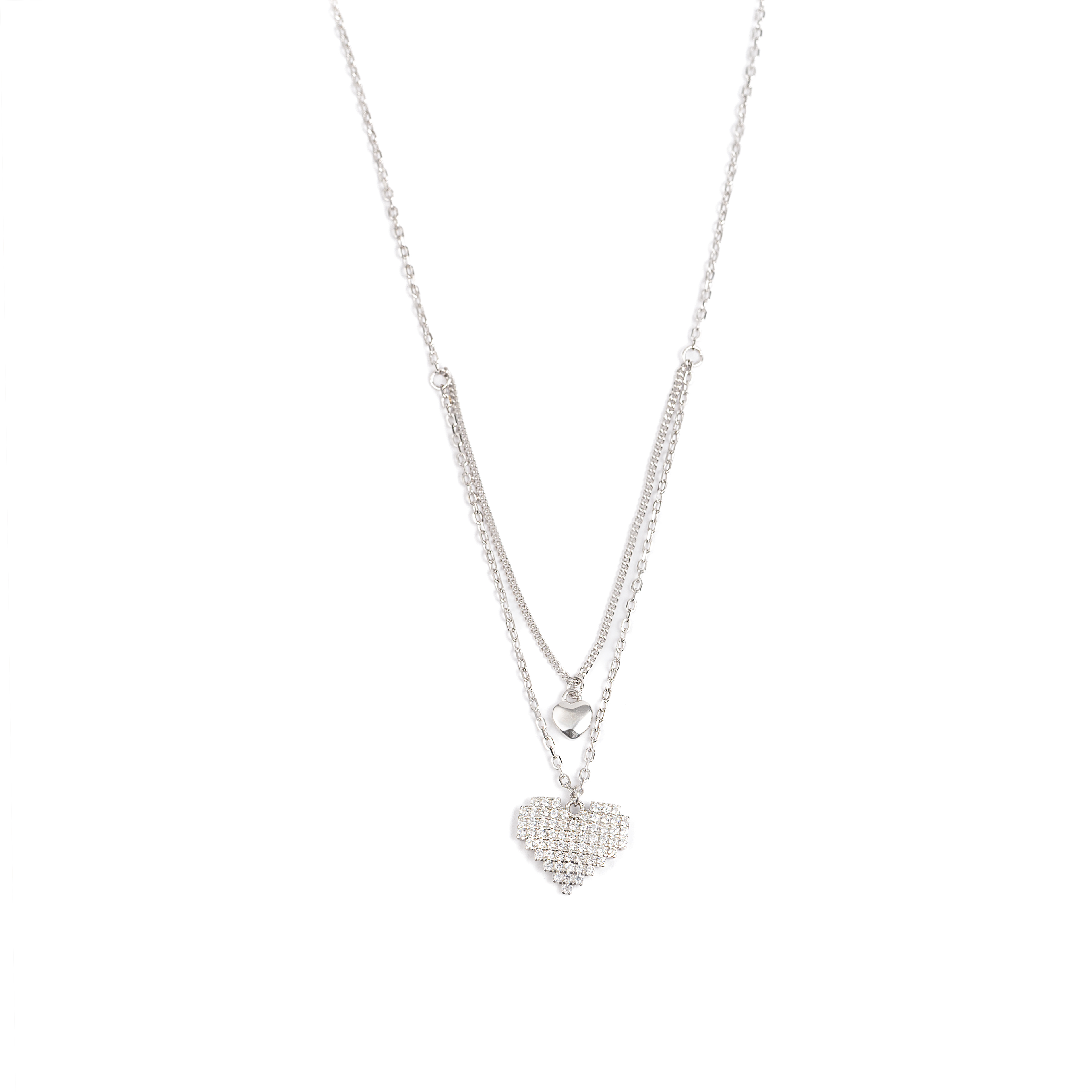 Minimalistic Silver Two Hearts Necklace