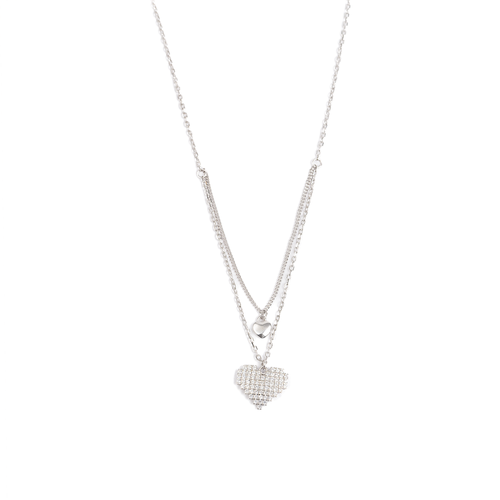 Minimalistic Silver Two Hearts Necklace