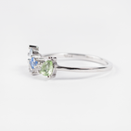 Silver Blue Stone Petals Ring