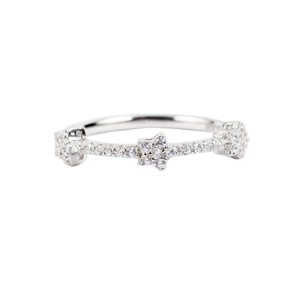 Silver Three Star Ring