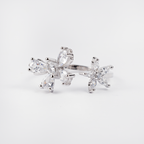 Silver Dual Flower Ring