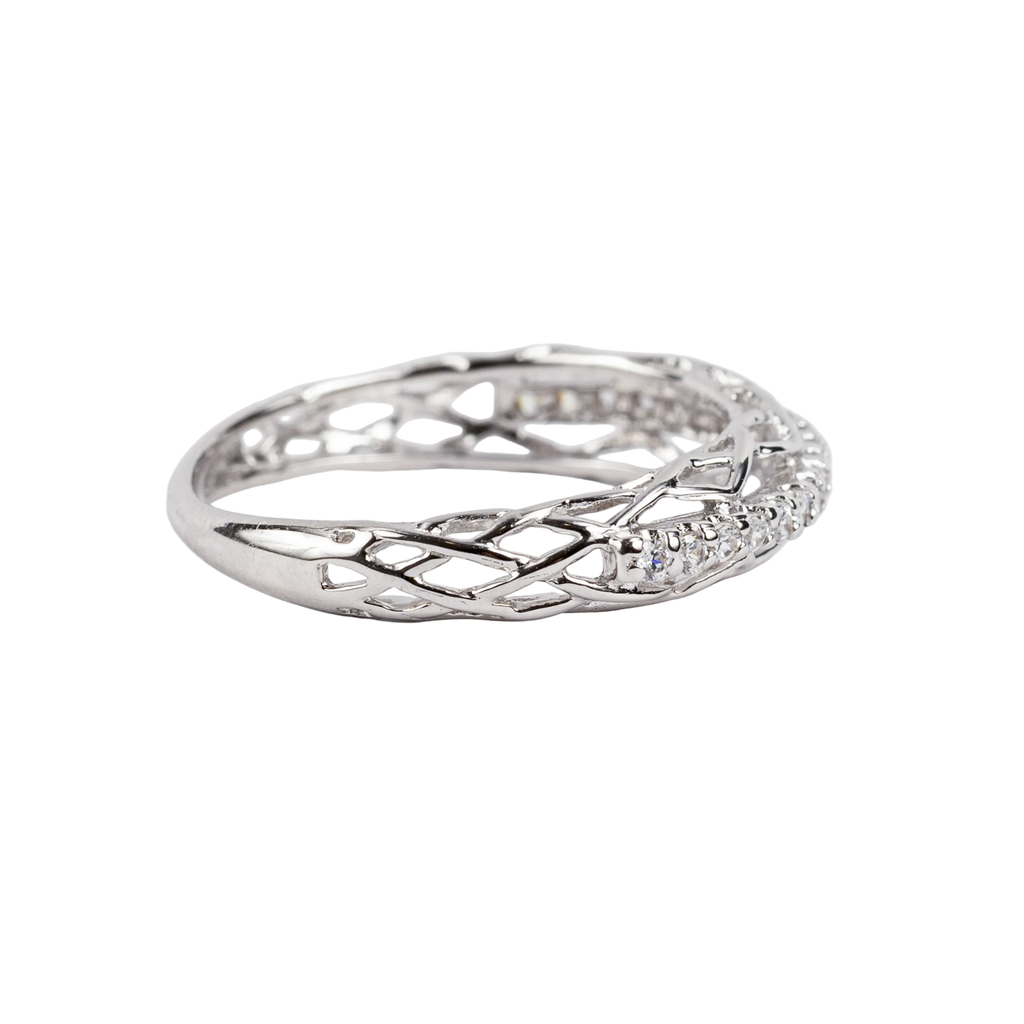 Silver Sparkling Infinite Loop Ring