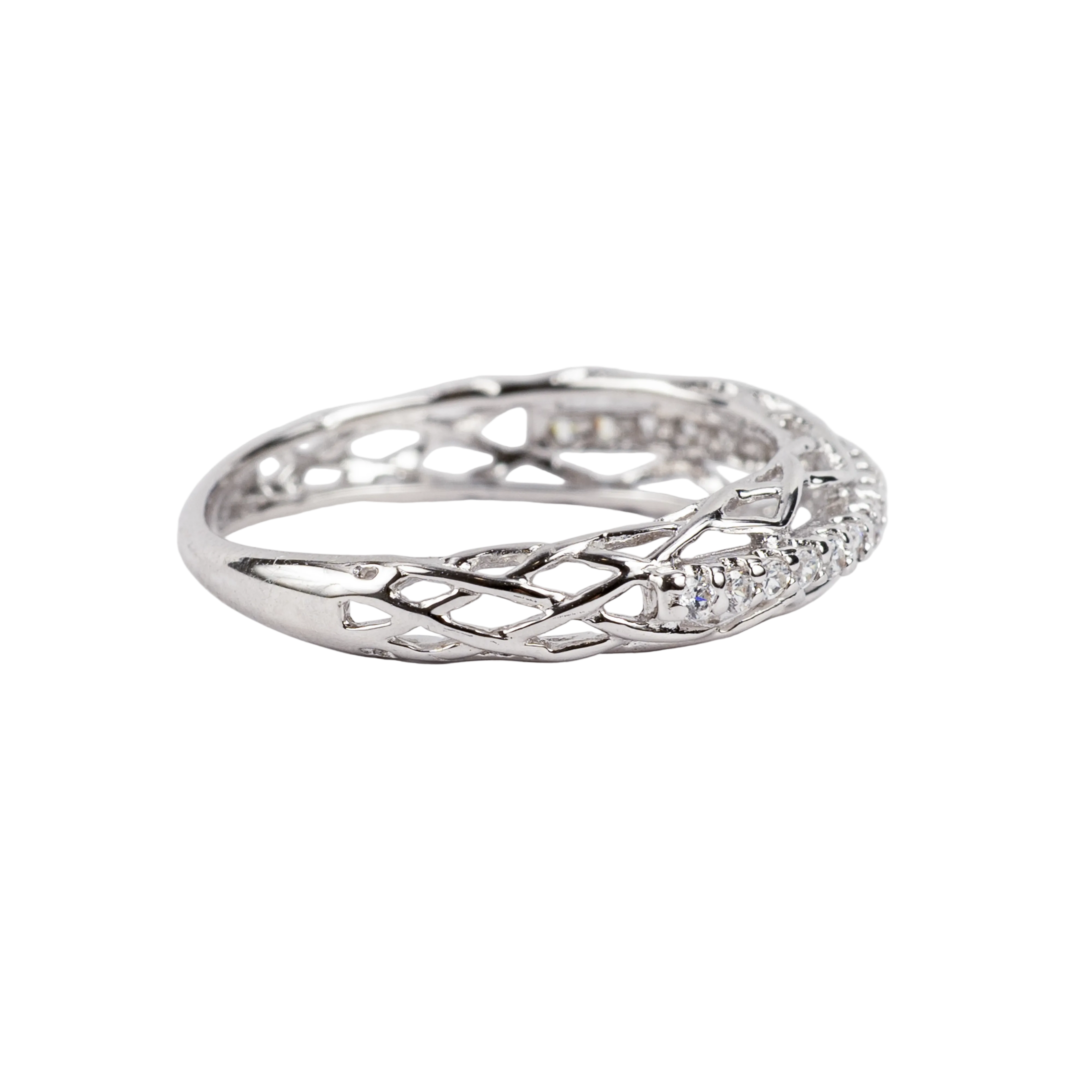 Silver Sparkling Infinite Loop Ring