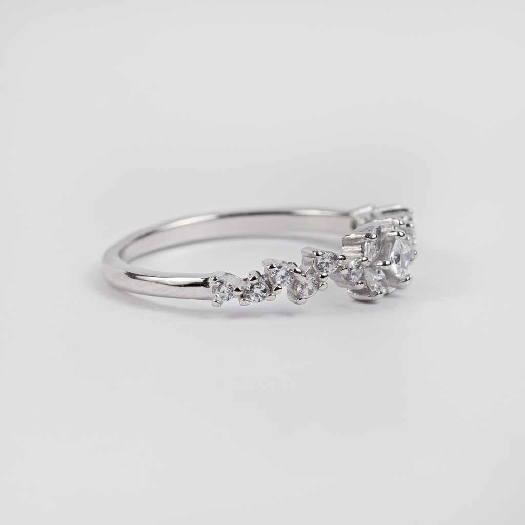 Silver ZigZag Stone Ring