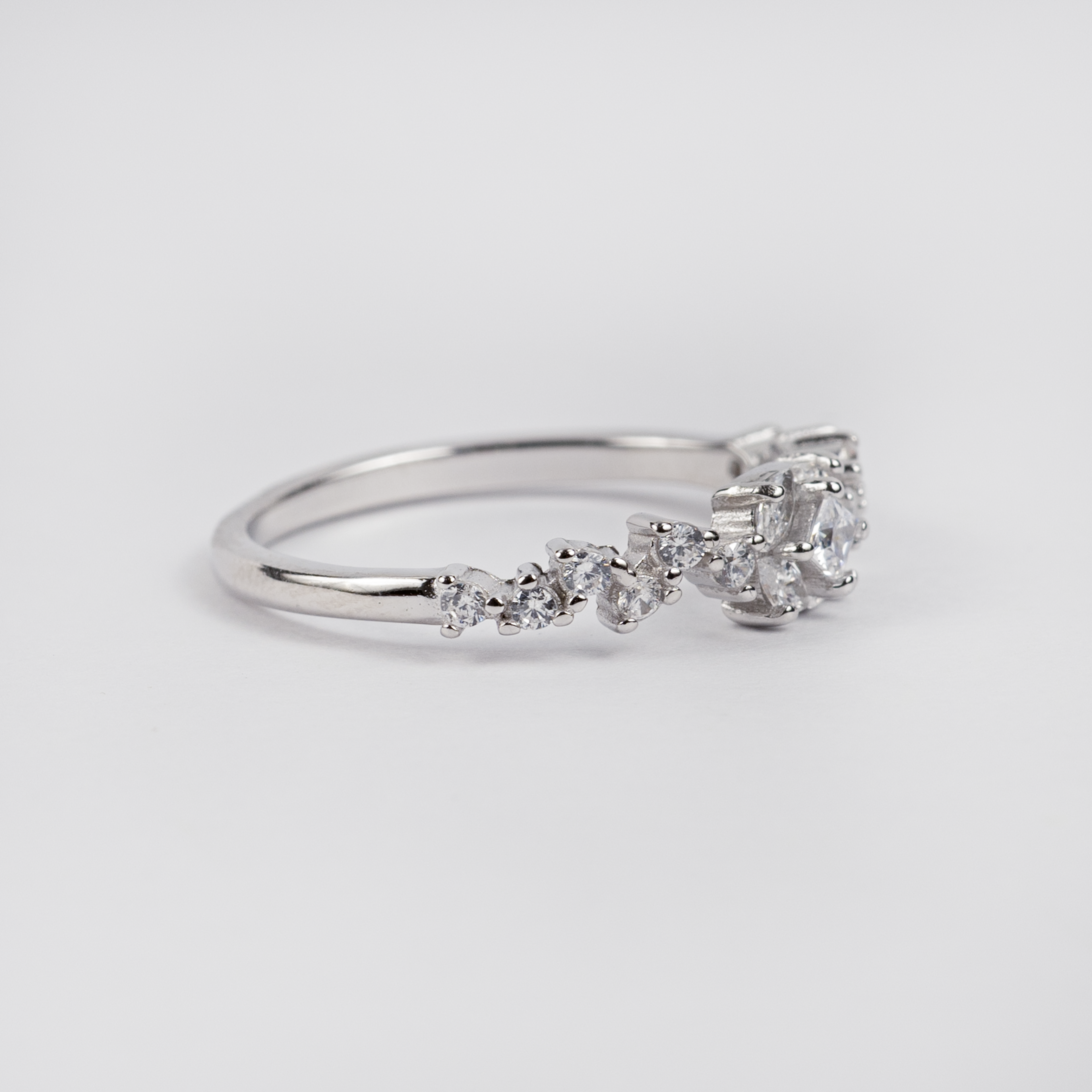 Silver ZigZag Stone Ring