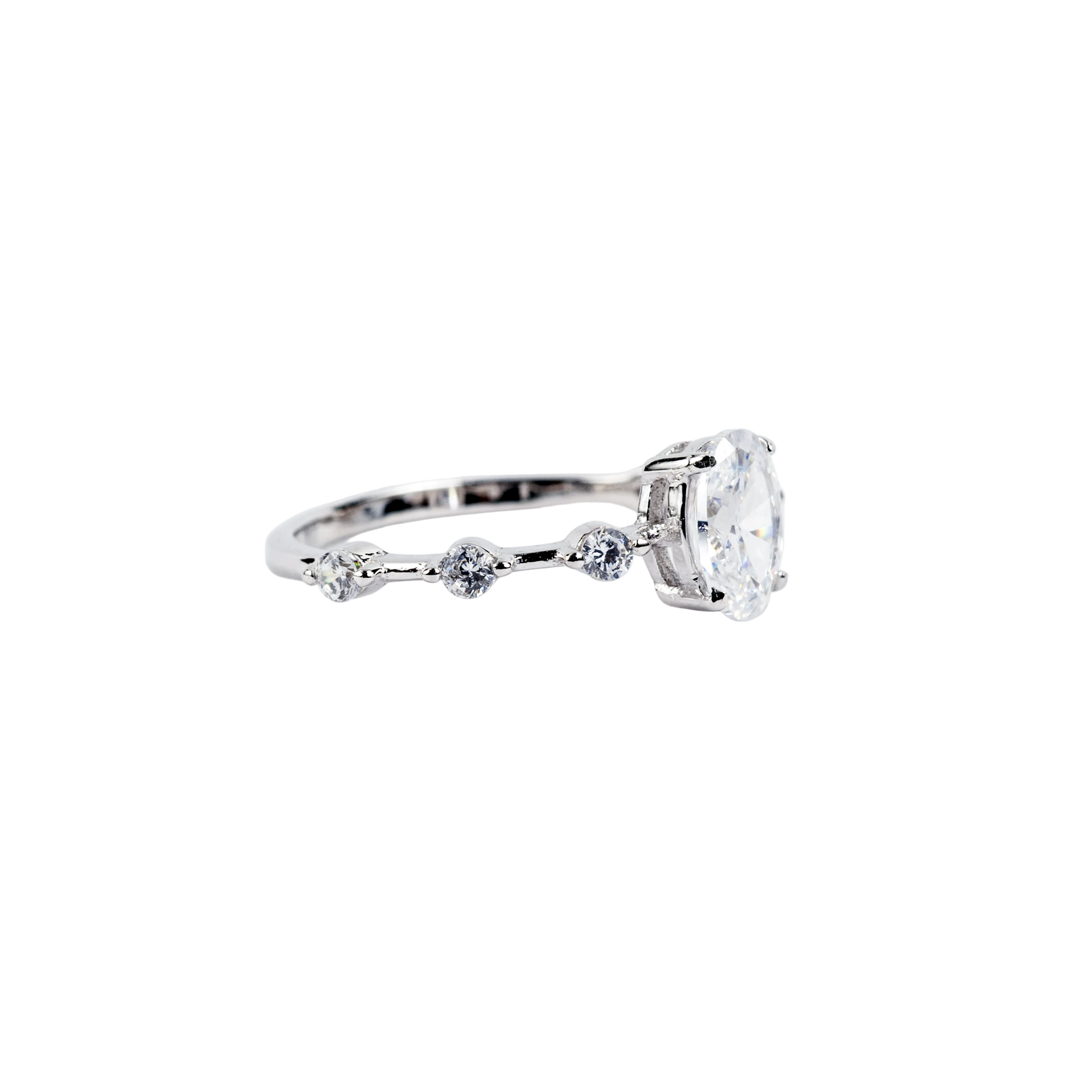 Sterling Silver Zircon Sparkling Loop Ring