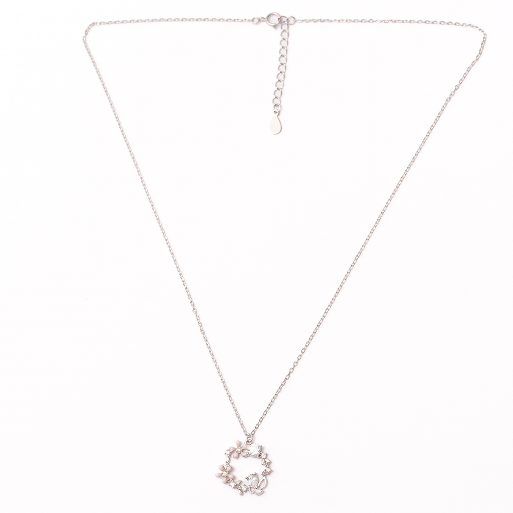 Silver Floral Loop Necklace
