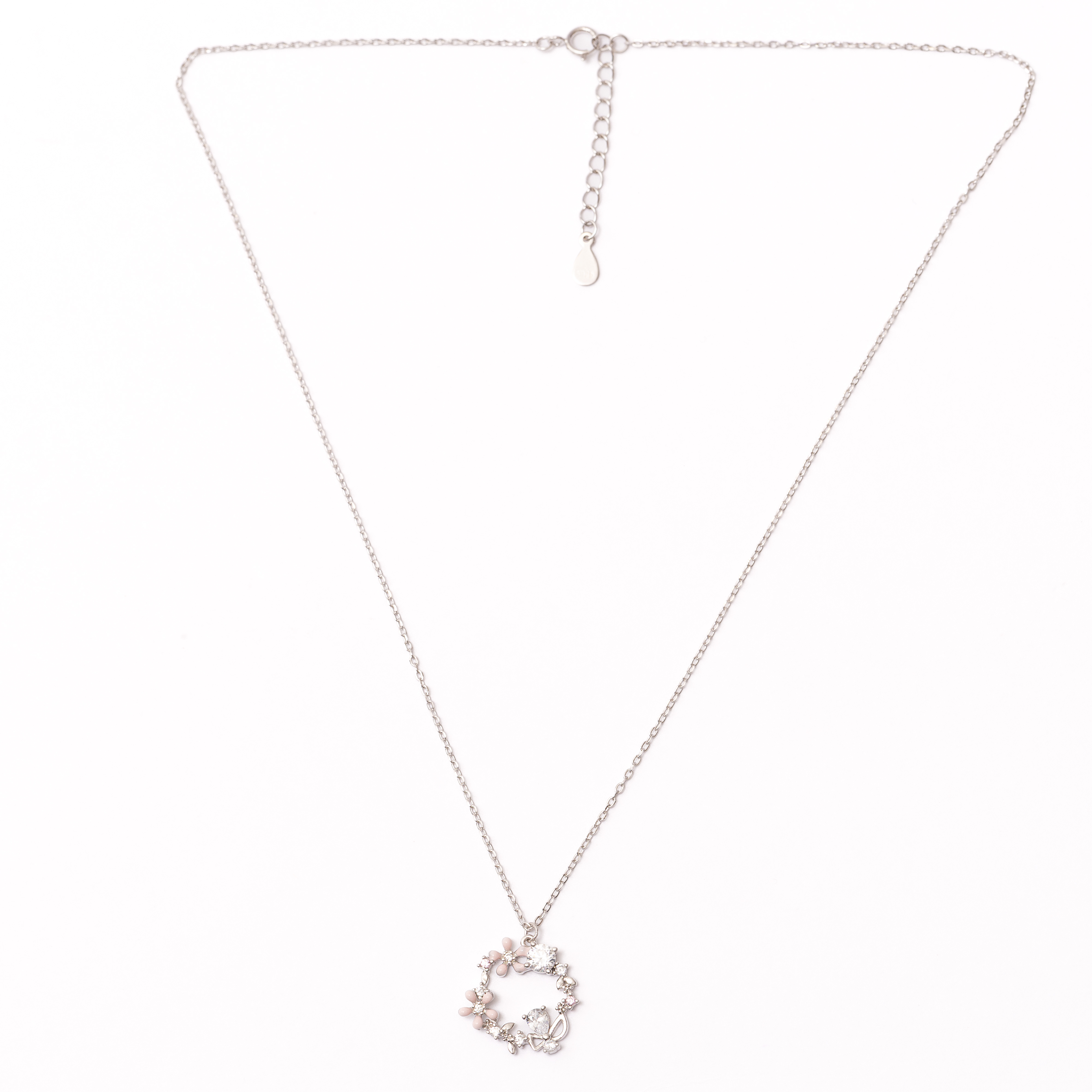 Silver Floral Loop Necklace