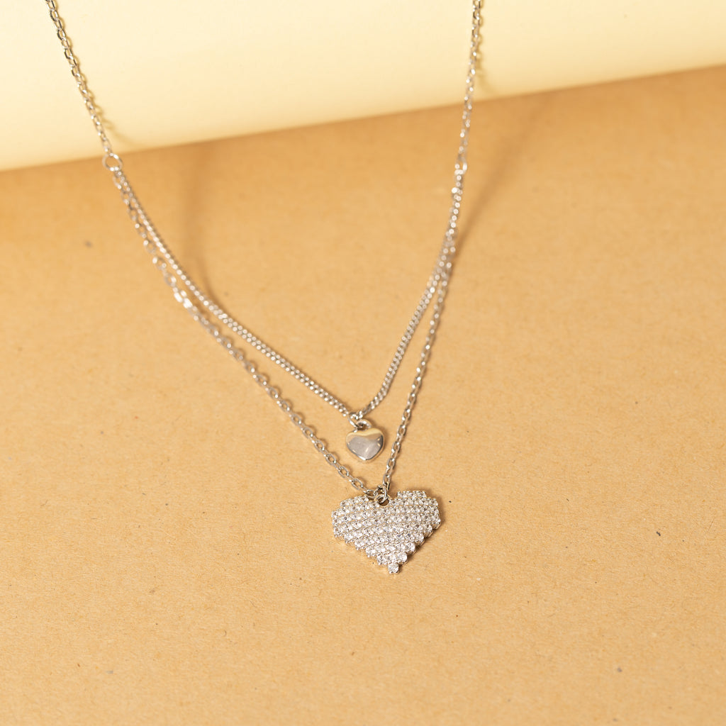 Minimalistic Silver Two Hearts Necklace