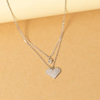 Minimalistic Silver Two Hearts Necklace