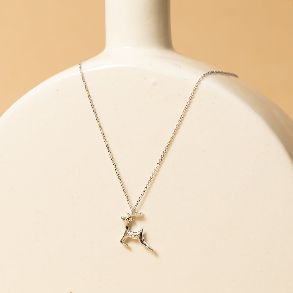 Minimalistic Silver Deer Necklace
