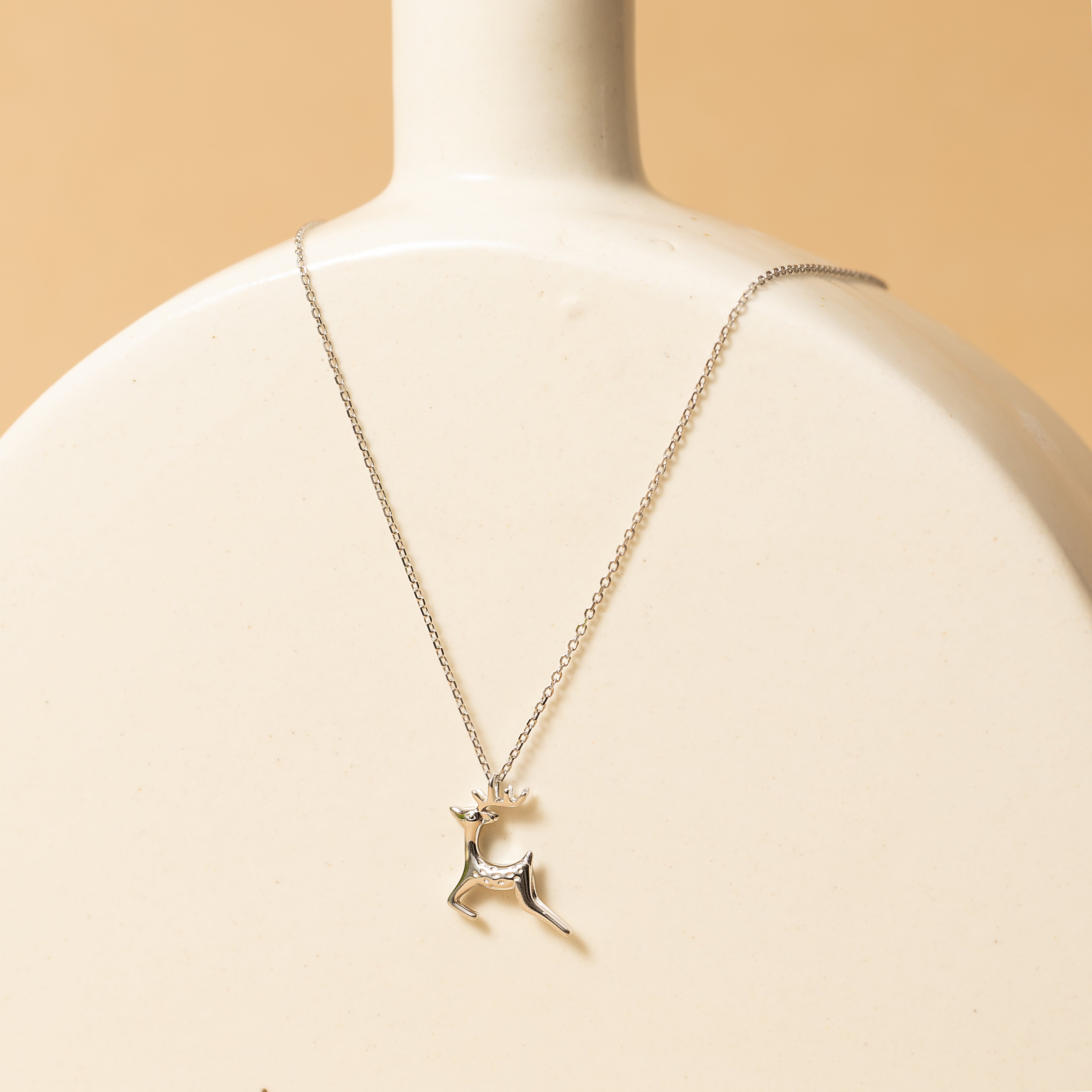 Minimalistic Silver Deer Necklace