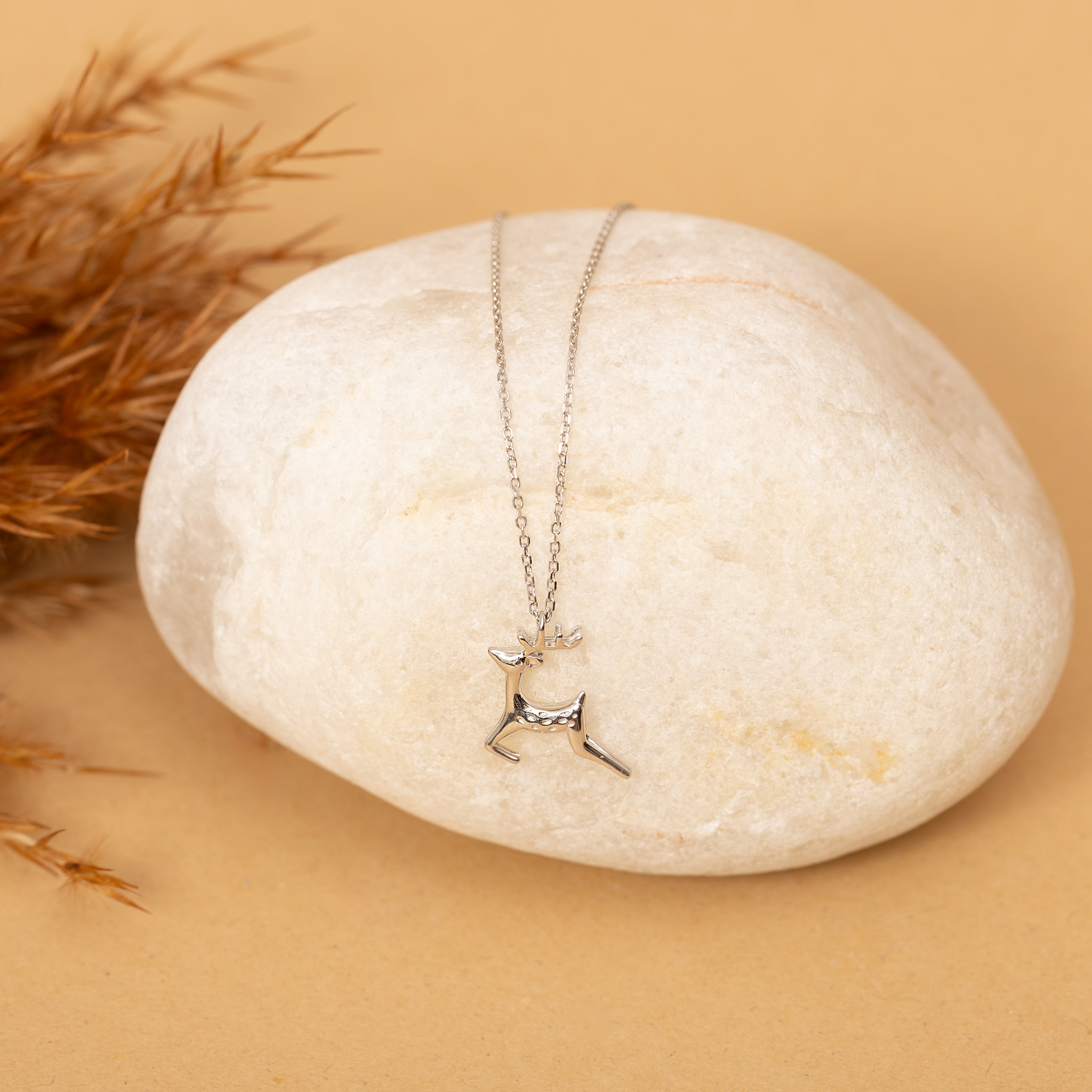 Minimalistic Silver Deer Necklace