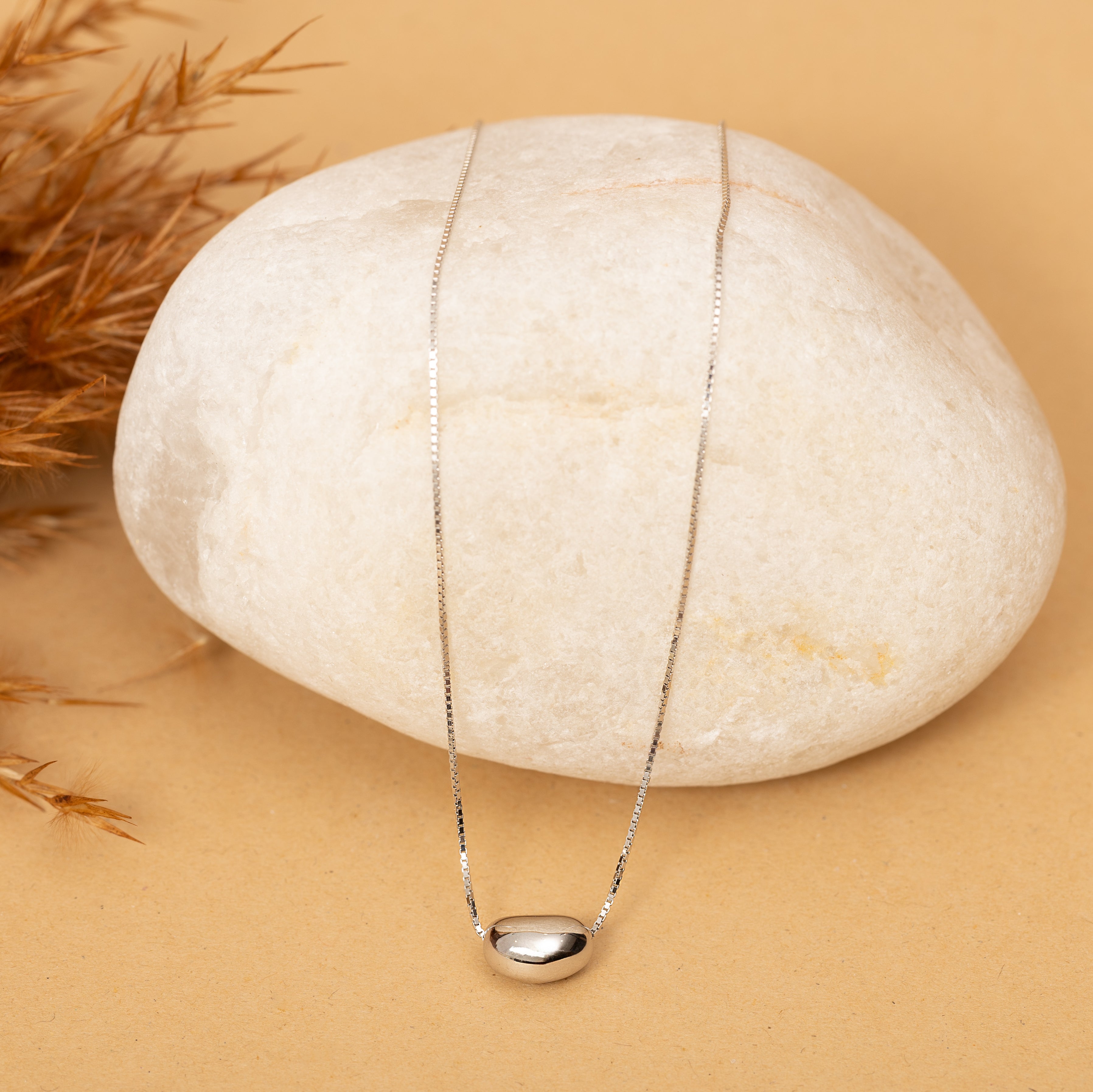 Minimalistic Silver Ellipsoid Necklace