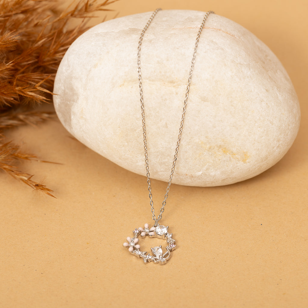 Silver Floral Loop Necklace
