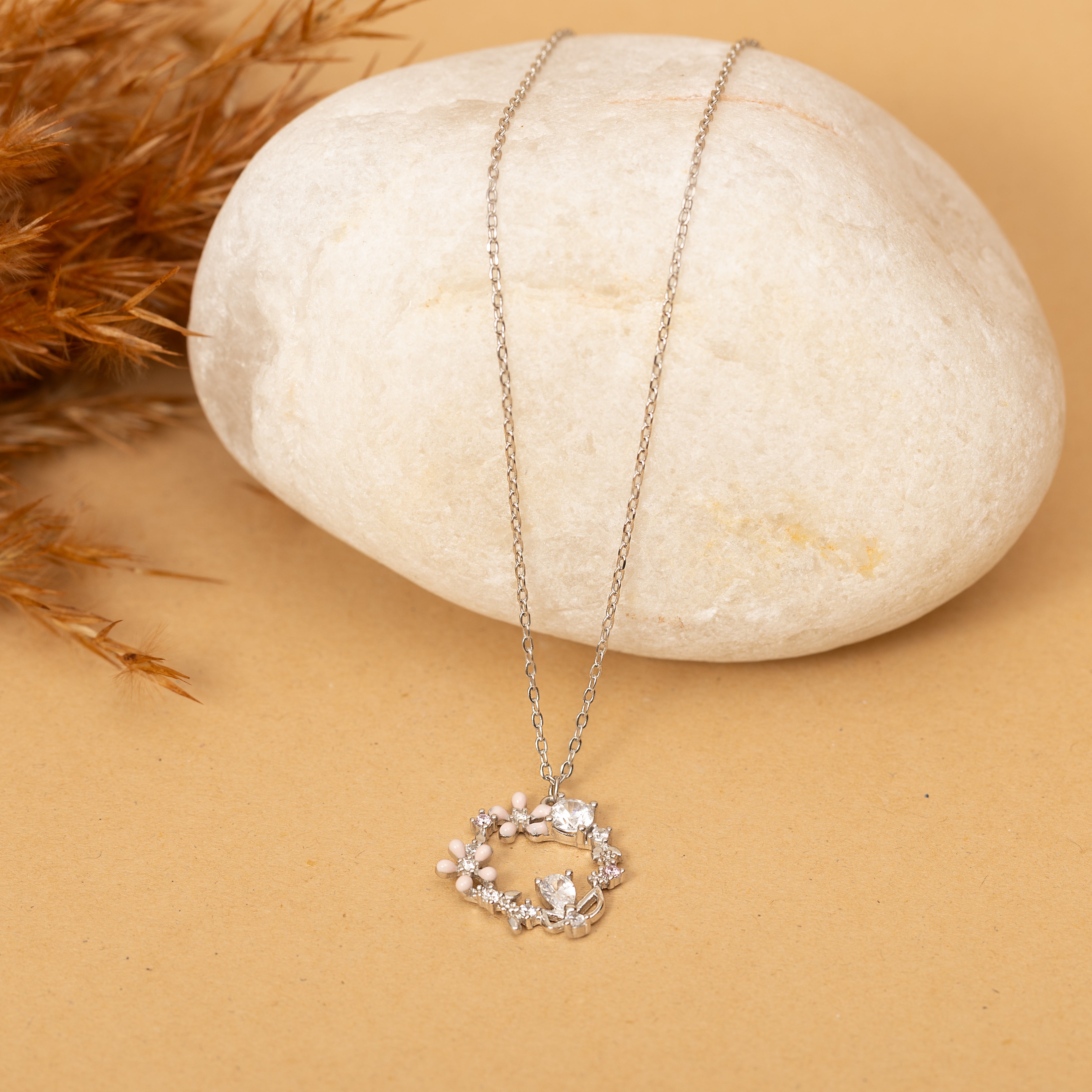 Silver Floral Loop Necklace