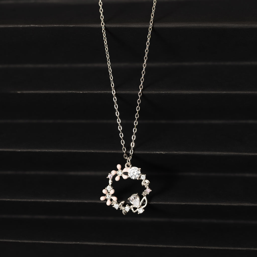 Silver Floral Loop Necklace