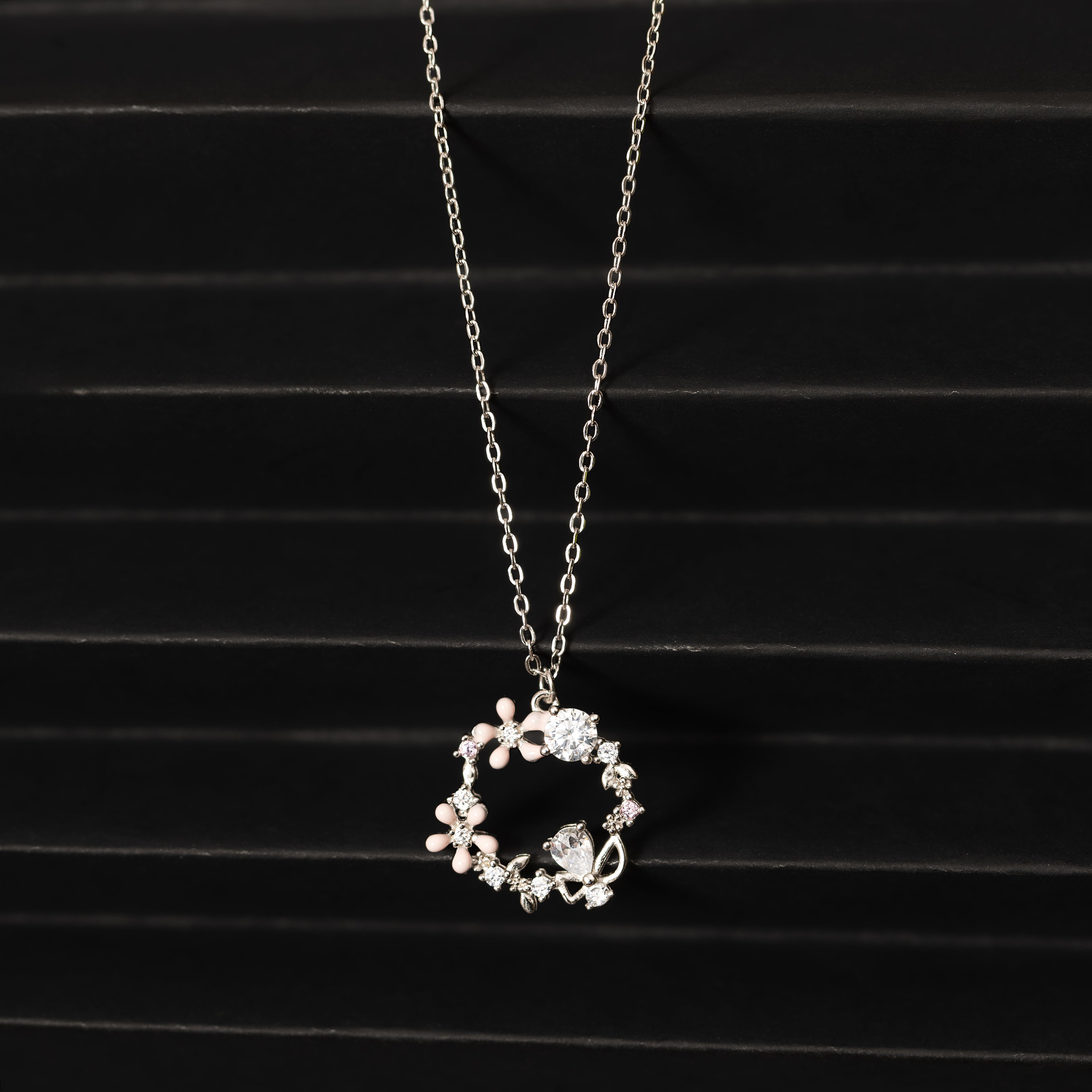 Silver Floral Loop Necklace