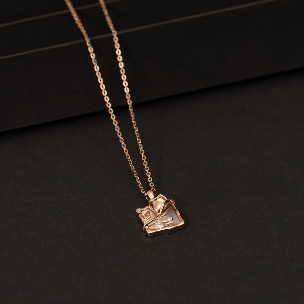Golden Rose Square Necklace
