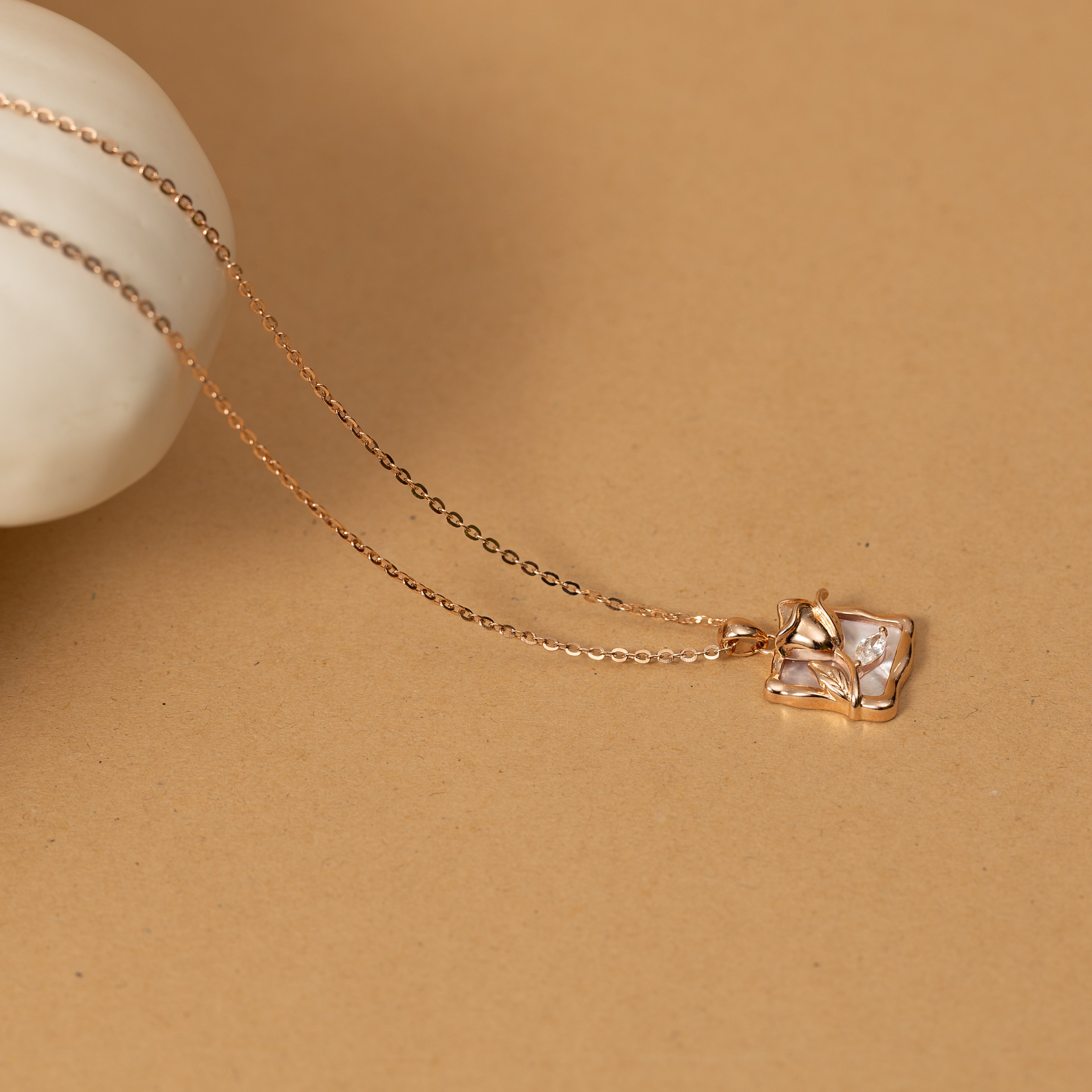 Golden Rose Square Necklace