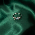 Silver Blue Stone Petals Ring