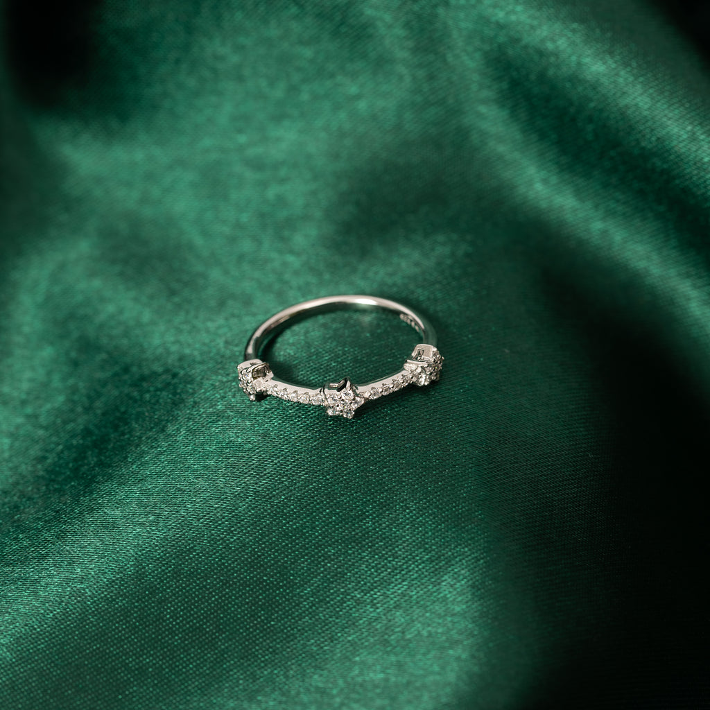 Silver Three Star Ring