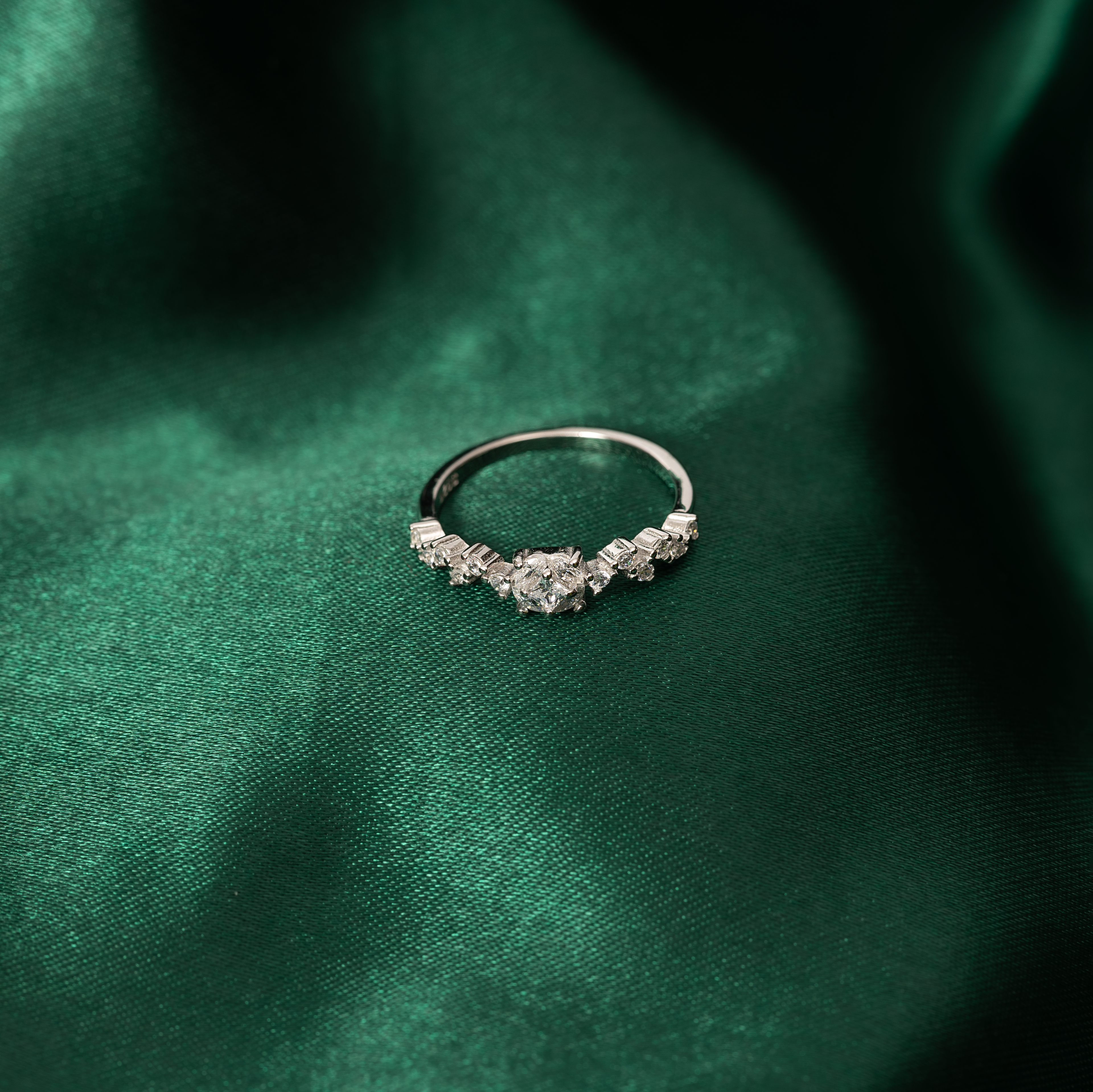 Silver ZigZag Stone Ring