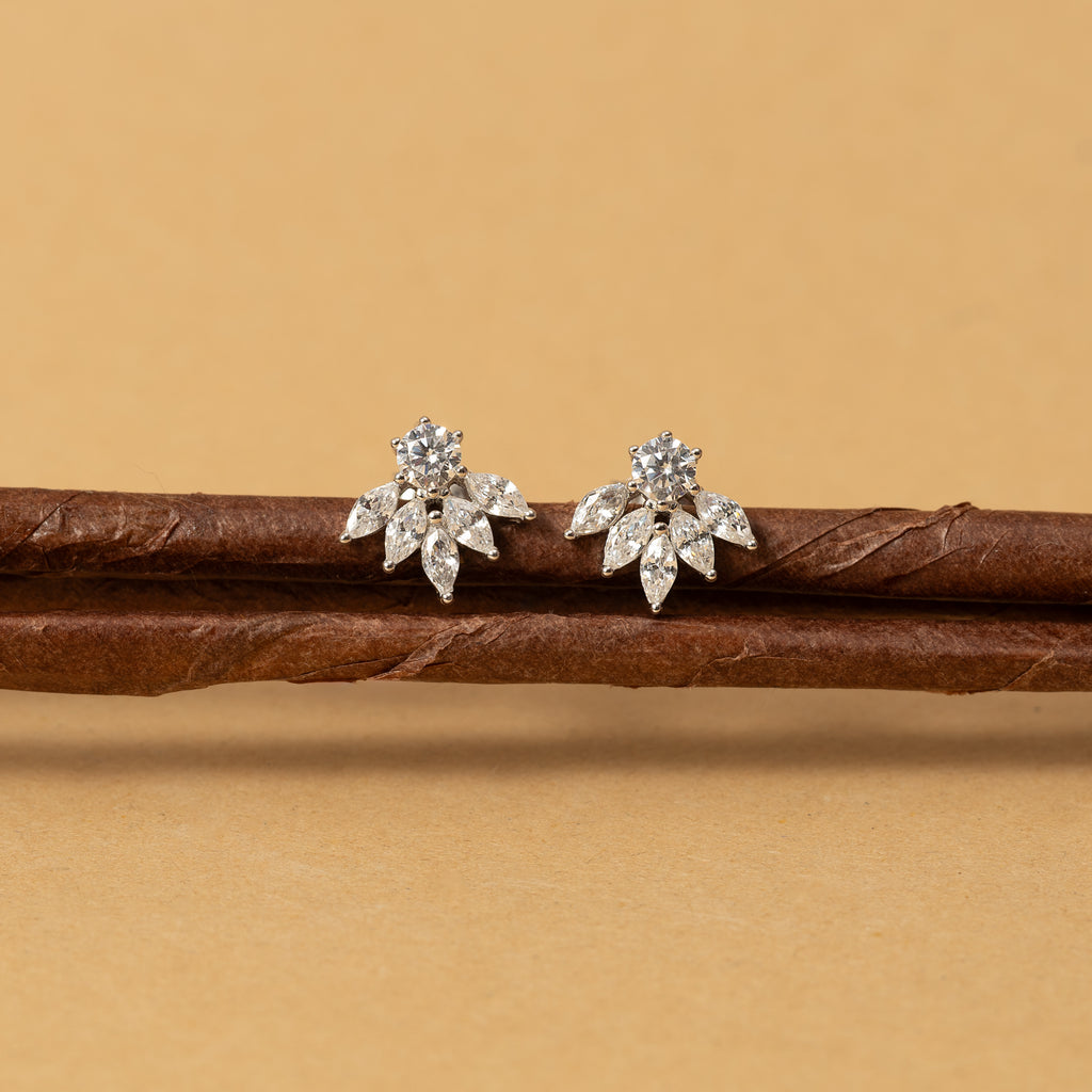 Silver Zircon Crown Studs