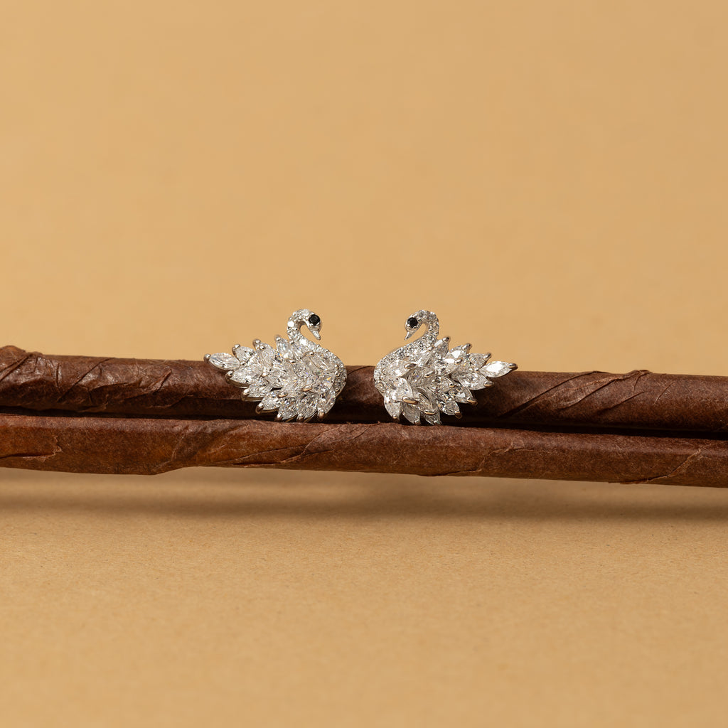 Silver Zircon Peacock Studs