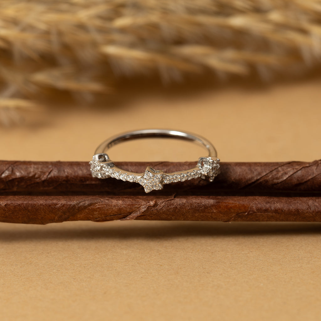 Silver Three Star Ring