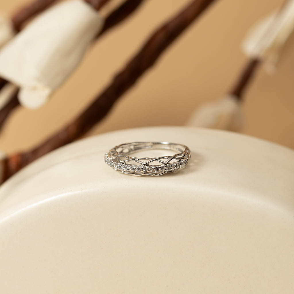Silver Sparkling Infinite Loop Ring