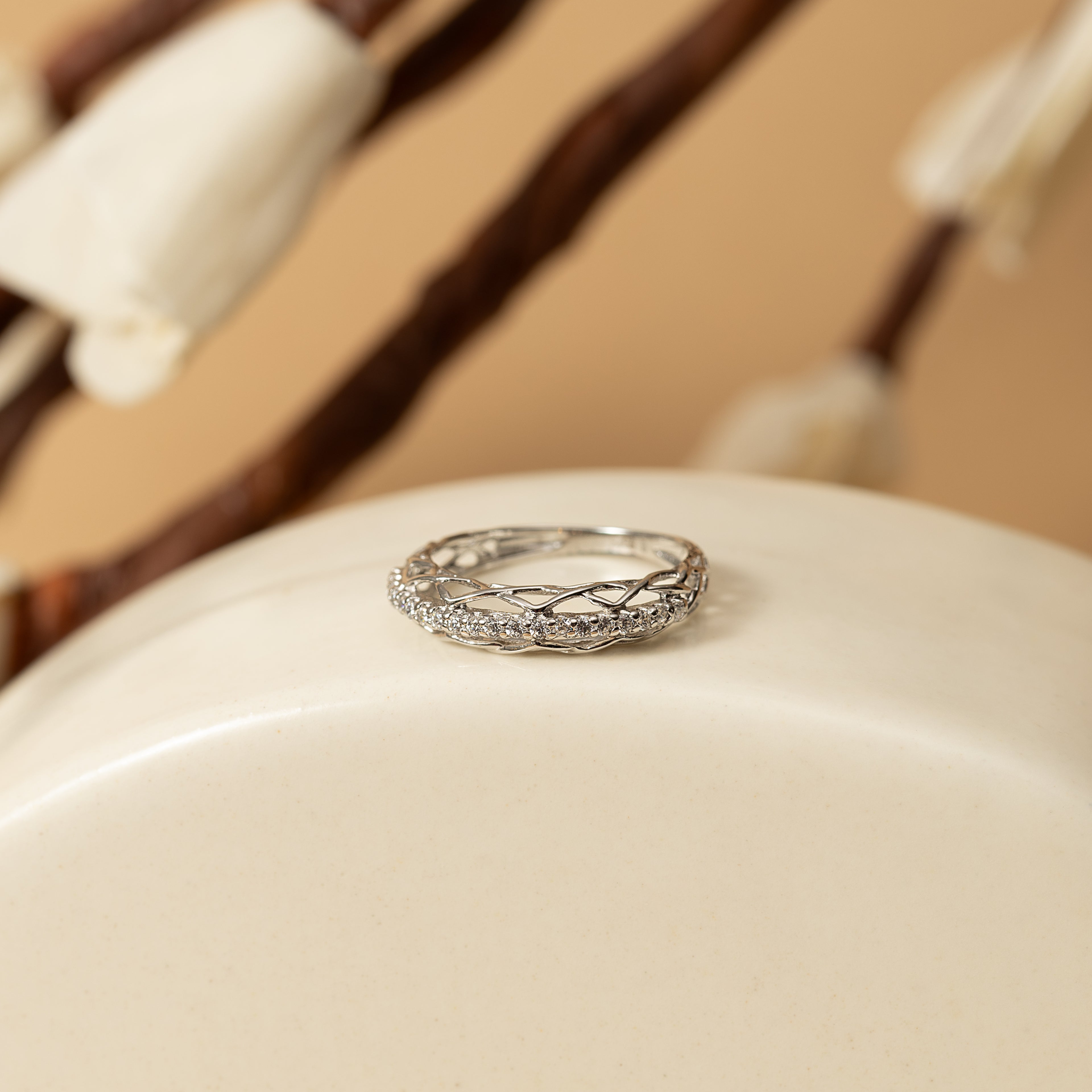 Silver Sparkling Infinite Loop Ring