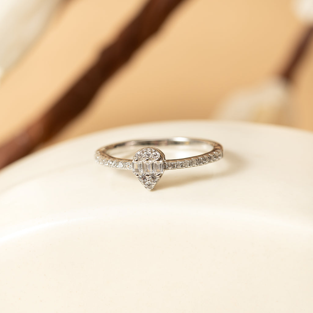Silver Droplet Ring