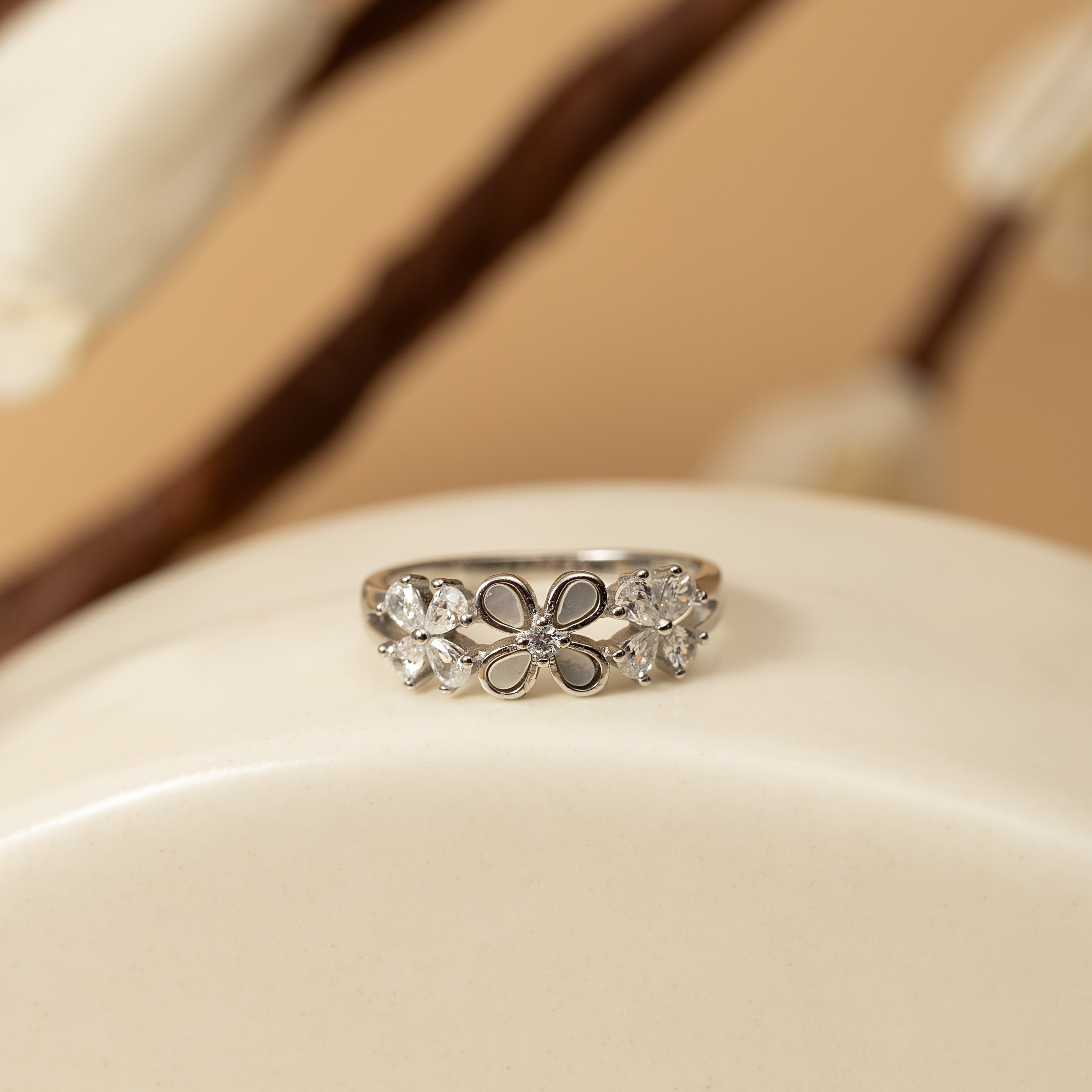 Silver Three Petal Ring