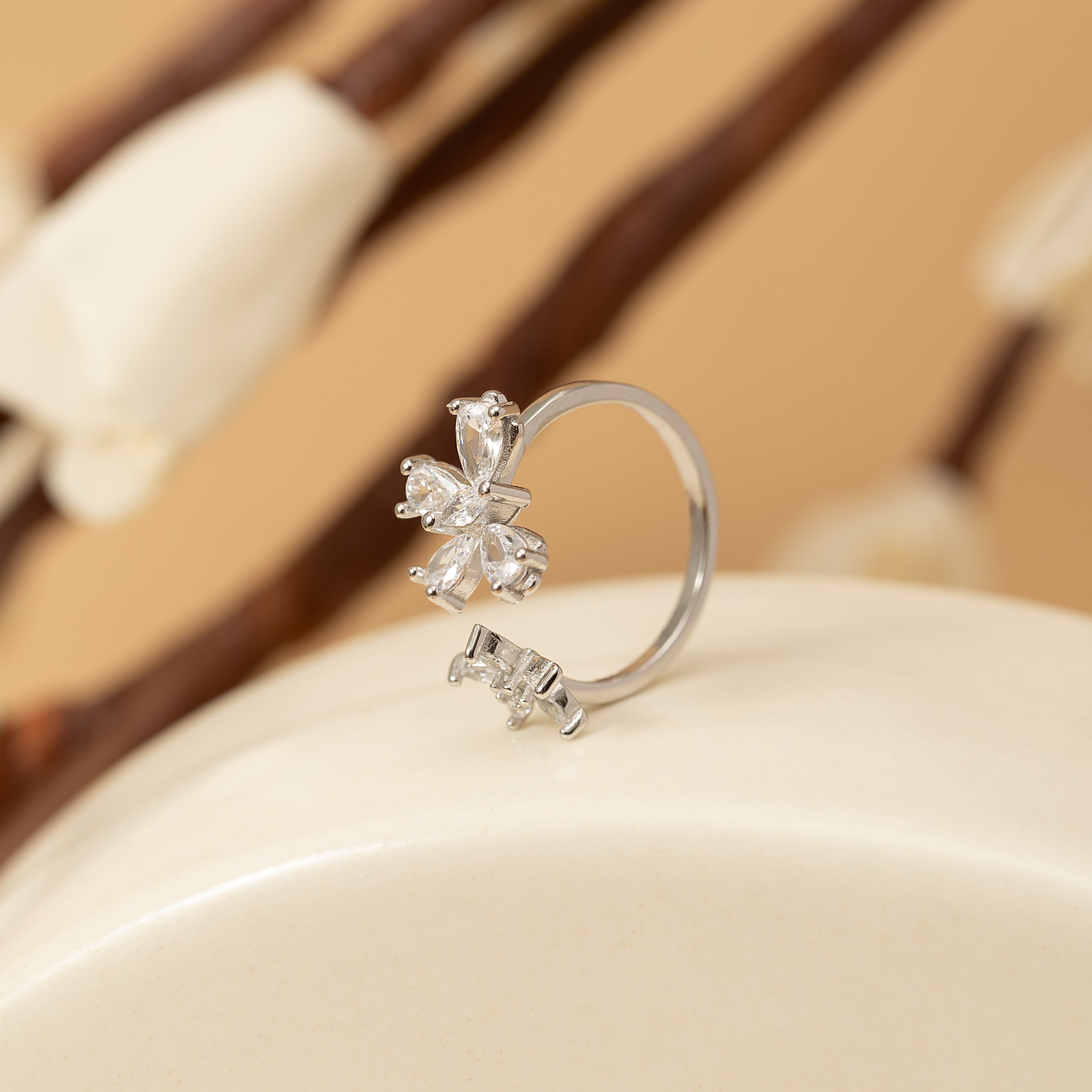 Silver Dual Flower Ring