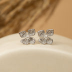 Silver Floral Pearl Studs