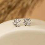 Silver Four Leaves Petal Studs