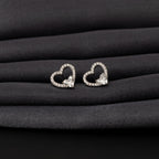 Silver Zircon Heart Studs