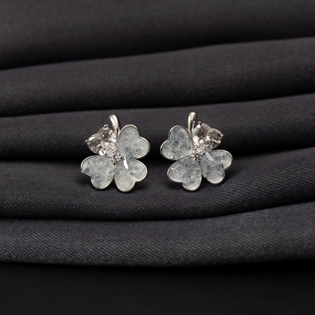 Silver Floral Petal Studs