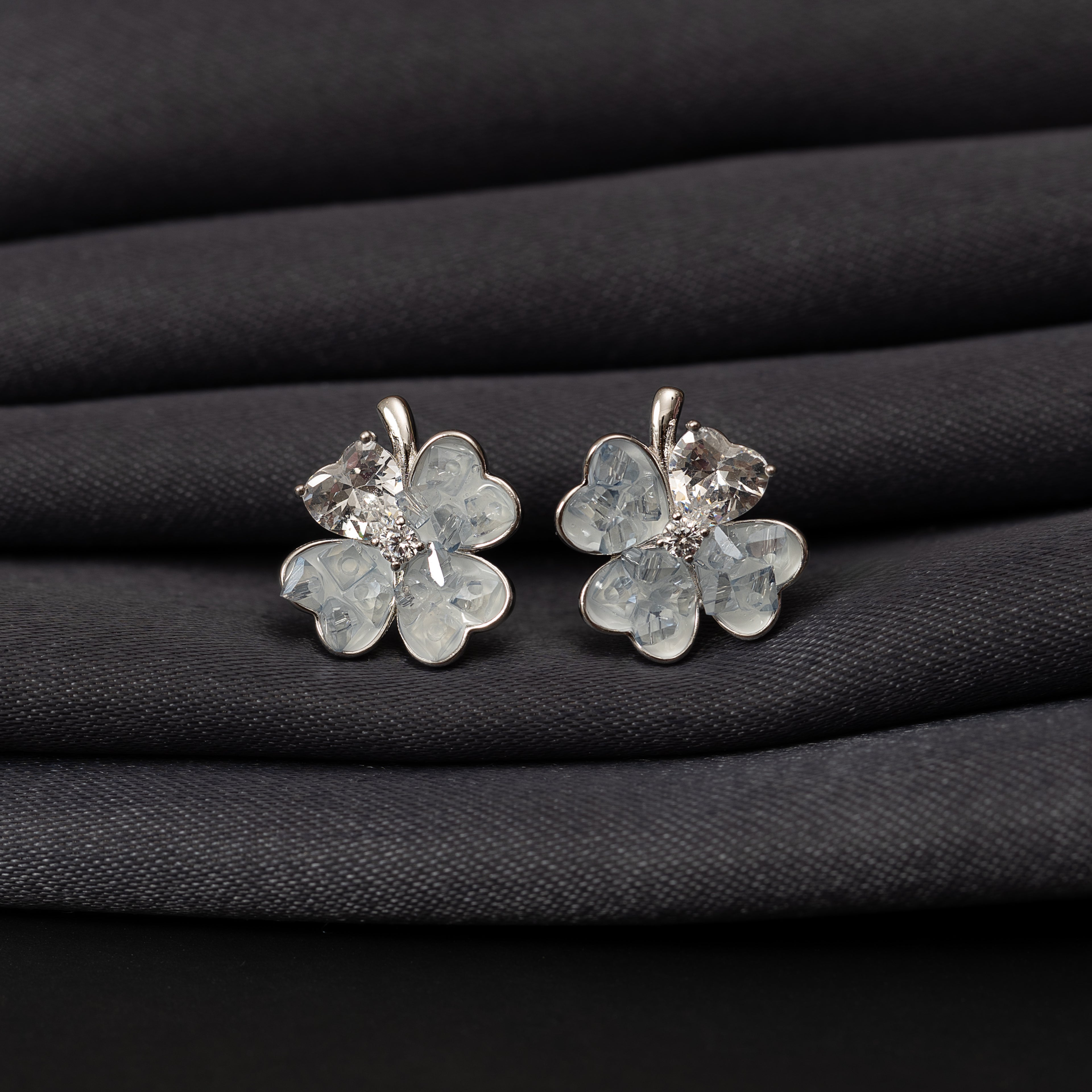 Silver Floral Petal Studs