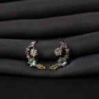 Silver Coral Crescent Earrings