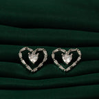 Silver Zircon Nested Heart Studs