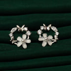Silver Zircon Floral Studs
