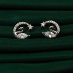 Silver White Swan Studs